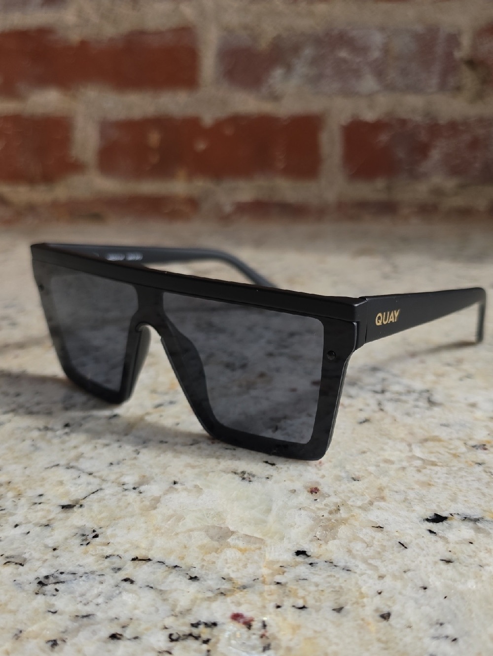 Quay Australia Black Shield Sunglasses with Gray Lenses